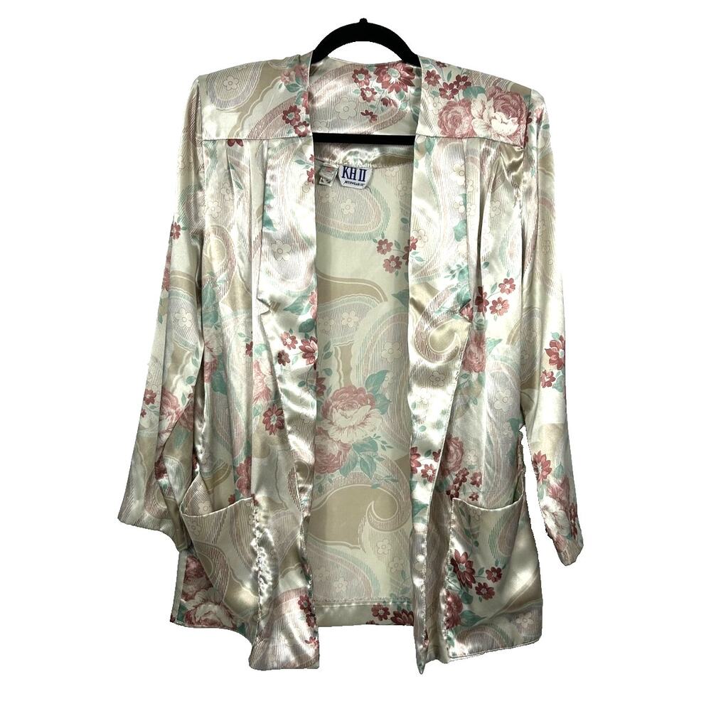 KHII Sportswear Jacket Womens 12 White Floral‎ Paisley Print Lightweight Vintage